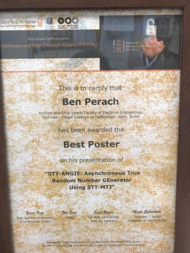 Picture 1 of Congratulations !!! Ben Perach presented a poster based on his paper  at FICHSA 2019 and received the best poster award .
