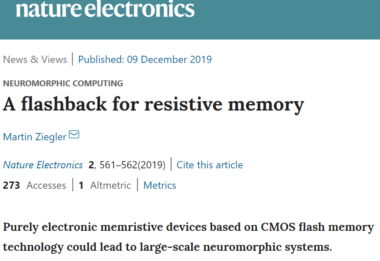 A new article entitled "A Flashback for Resistive Memory", describing the ASIC2 research work, has been published in "Nature Electronics"